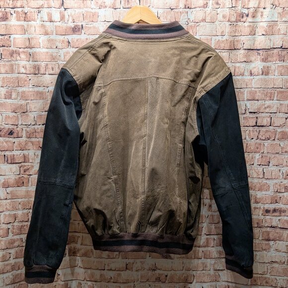 Vintage American Outpost Tan and Black Bomber/Varsity Jacket Size XL - Picture 9 of 12